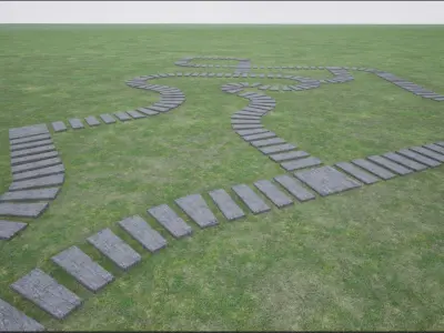 wooden and stone walkway Low-poly 3D model