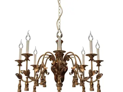 Italian 8 Light Painted Column Chandelier 3D model