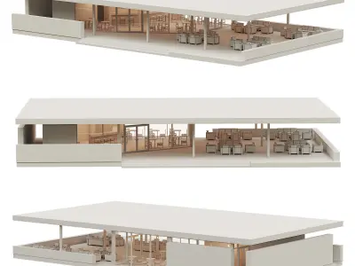 Cafe  Restaurant with a terrace 1 3D model