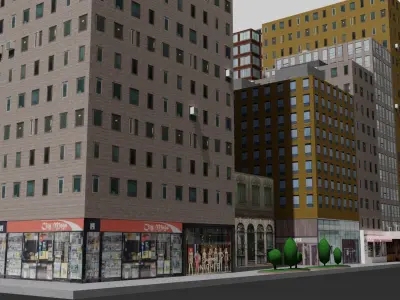 City Downtown Skyscraper Low-poly 3D model