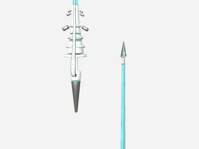 SciFi War Lance A02 White Blue - Sci Fi Weapon Design Low-poly 3D model