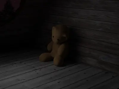 teddy bear scene on attic 3D model