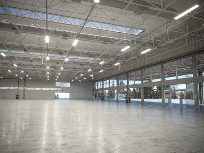 Warehouse empty with windows 3D model