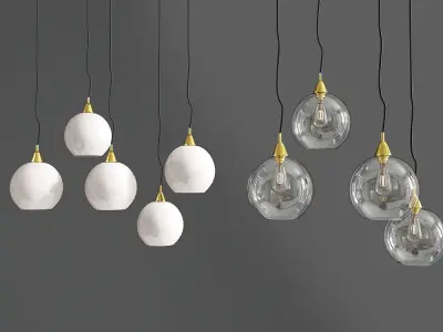 Firefly 5 Bulb Brass Pendant Light 3D model