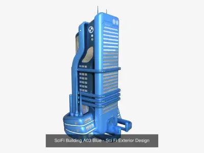 10 Sci Fi Buildings Collection C - Blue - Exterior Design 3D Model Pack