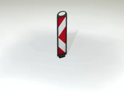 Yellow guide barrier 7 pointing left 628-11 Low-poly 3D model