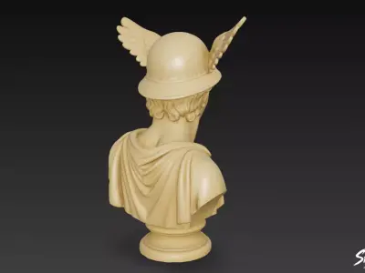 Greek God Hermes Bust Low-poly 3D model
