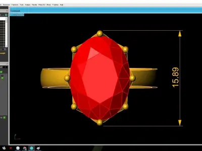 Elegant Oval Solitaire Women Ring  3125 3D print model