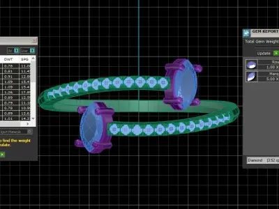 Solitaire Open End Light Weight Marquise stone Band Ring 3D print model