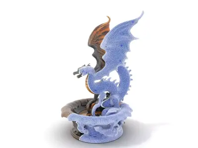Majestic Dragon Fountain model pack Low-poly 3D model