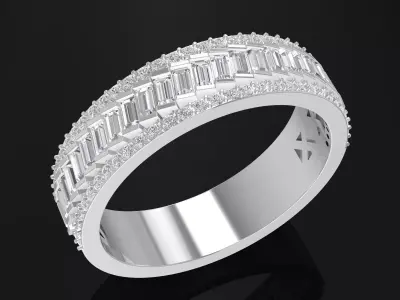 Luxury Baguette Cut Eternity Band Ring Jewelry Design 6008 3D print model