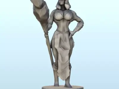 Sexy female warrior with bludgeon and armour 8 - Future Sci-Fi S 3D print model