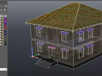 3d model of the house in autocad 2013 DWG Free 3D print model