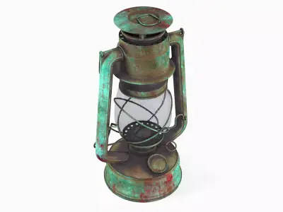 Old Green Lantern PBR Textures Low-poly 3D model