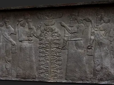 ancient temple midleast wall relief scan FREE Free low-poly 3D model