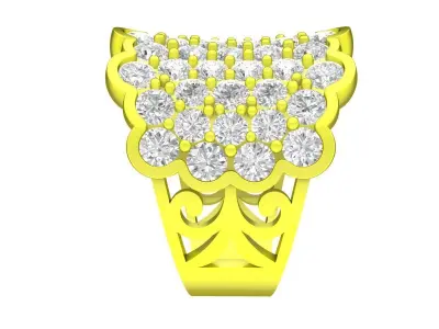 Wide Pave Diamond Cluster Ring Jewelry Design 7079 3D print model