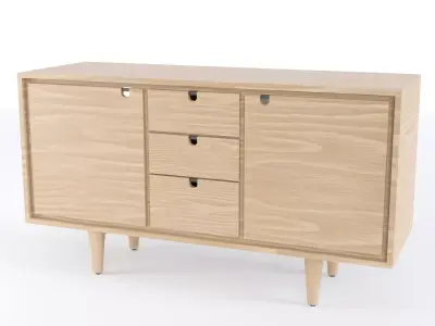 Solid Oak Bathroom Vanity - Cabinet Low-poly  3D model