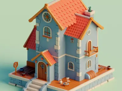 Stylized House Low-poly 3D model Low-poly 3D model