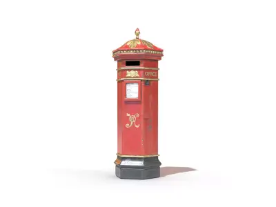 Vintage Post Box Low-poly 3D model