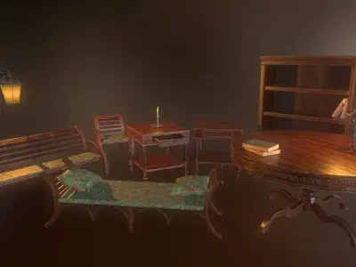 PBR Furniture pack Low-poly 3D model