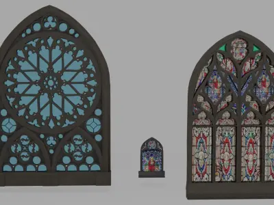 English Gothic Stained Glass Windows 3D model