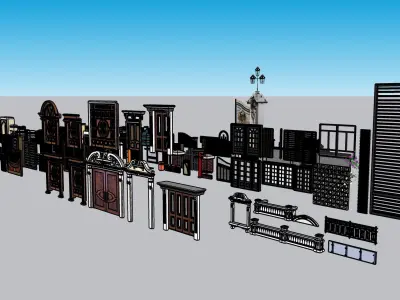 Modern Gates collection Low-poly 3D model Low-poly 3D model