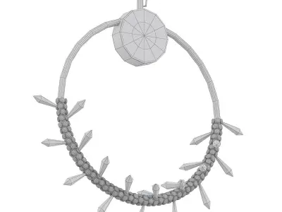 ALIANA gold and crystal hoop pendant 3D model