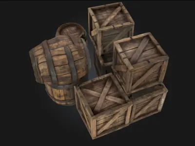 Barrels and Crates Collection  Classic Storage Props 3D model