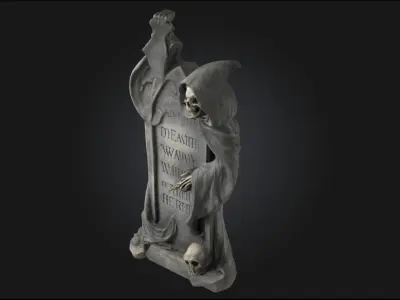 Grim Reaper Tombstone  Symbol of Deaths Eternal Watch 3D model