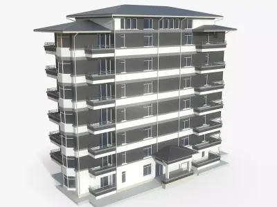 Residential Apartment Building 2 Low-poly 3D model