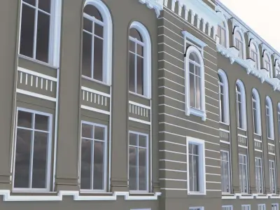 Classic residential building for the European Street 9 3D model Low-poly 3D model