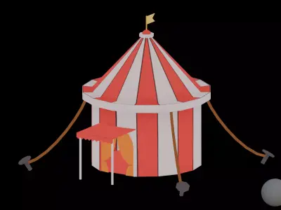 Amusement Park - Tent Low-poly 3D model