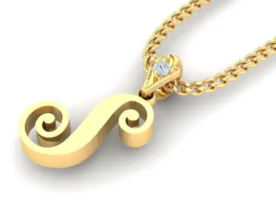 Light Gold Fancy Font Pendant S 3D print model
