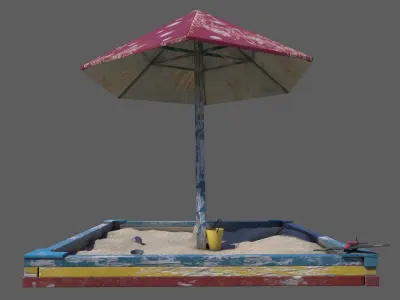 Old Sand Box Low-poly 3D model