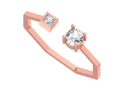 Open End Women Light Weight Band Round Princess Stone Ring 3D print model