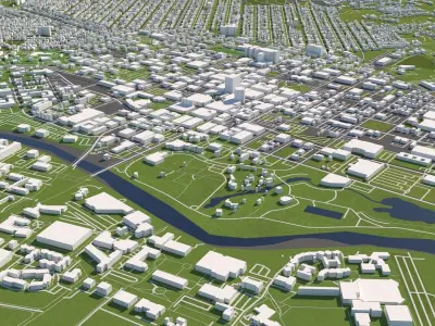 Boise Idaho USA 50x50km 3D City Map 3D model