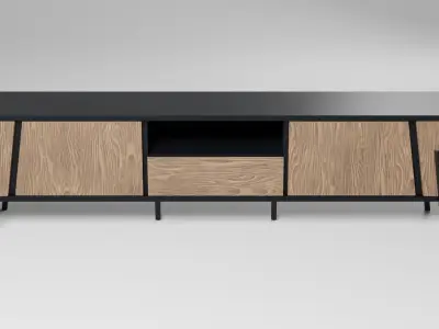 BLACKPOOL TV Stand Dark Wood 3D model