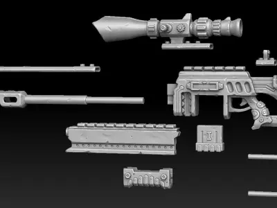 Sci-fi sniper rifle 3d print 3D print model