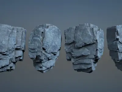 6 Modular Cliff Rocks - 240804 Low-poly 3D model