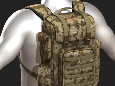 Backpack military combat soldier armor scifi  Low-poly 3D model