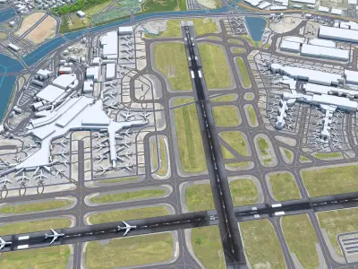 Sydney Airport 10km Low-poly 3D model