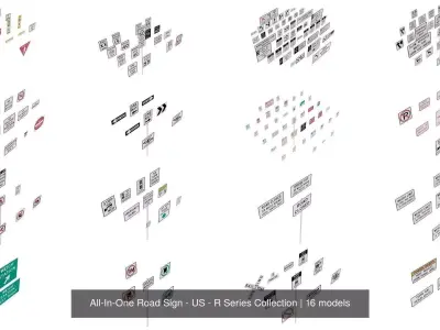 All-In-One Road Sign - US - R Series BIM Collection 3D Model Pack