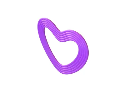 Line Heart Icon v1 009 Low-poly 3D model