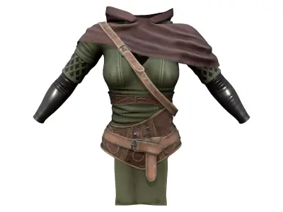 Medieval Archer Green Warrior Top Low-poly 3D model