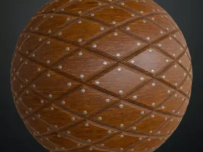 Polished Diamond Wood Panels with Silver Rivets PBR Seamless Texture