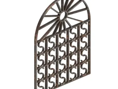Rusty Steel Arch Window Grill 3D model