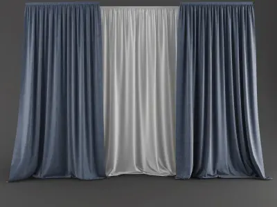 Blue Curtains Free 3D model