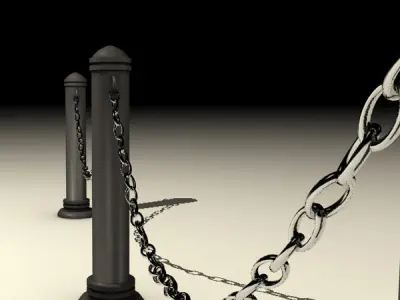 Stanchions and chain barrier 3D model