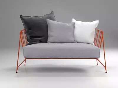 Canistro sofa with cushions and pillows 3D model