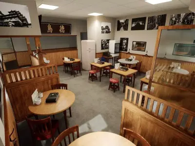 Japanese Izakaya Restaurant 2 - Interior and Exterior Low-poly 3D model